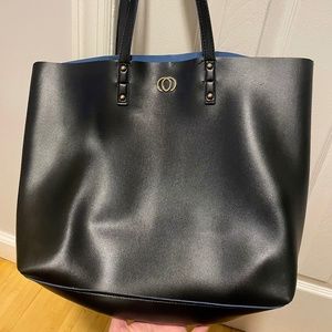 Faux Leather Black Tote Bag